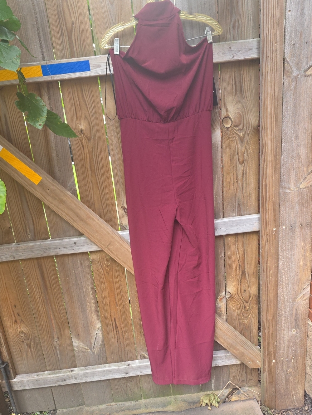 Lulu's Sleeveless High-Neck Wine Red Jumpsuit